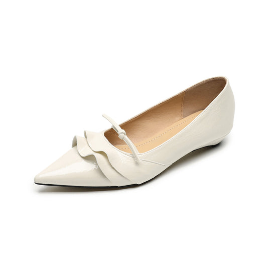Damen elegante Pointed Ballerinas mit Rüschendetail EB