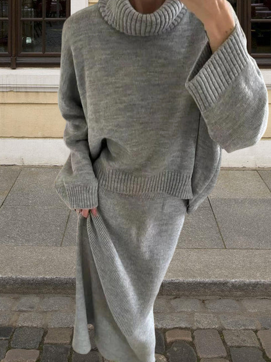 Damen Oversized Strickpullover mit hohem Kragen und lässigem Schnitt EB