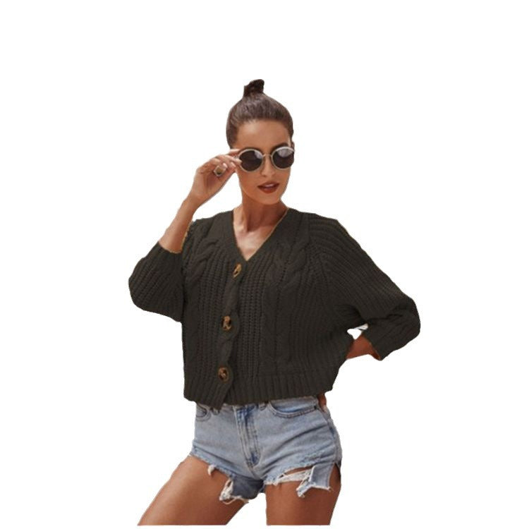 Damen Grobstrickjacke mit Knopfdesign und lässigem Look EB
