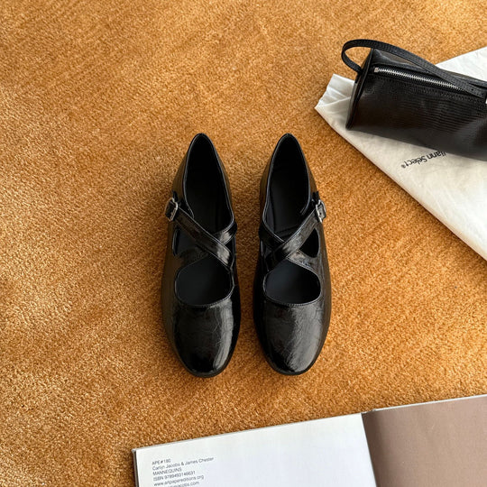 Damen Elegante und modische Mary Jane Ballerinas mit schimmerndem Riemchen EB
