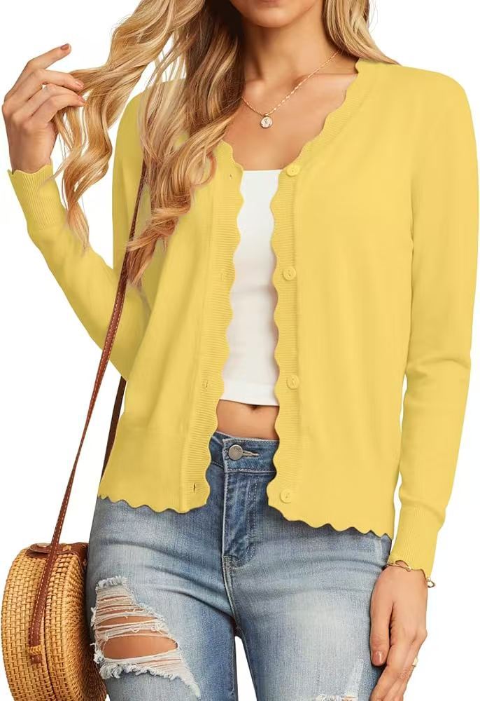 Damen elegante Strickjacke mit gewelltem Saum EB