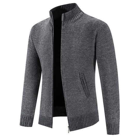 Herren modische Strickjacke mit hochgeschlossenem Kragen und Reißverschluss EB