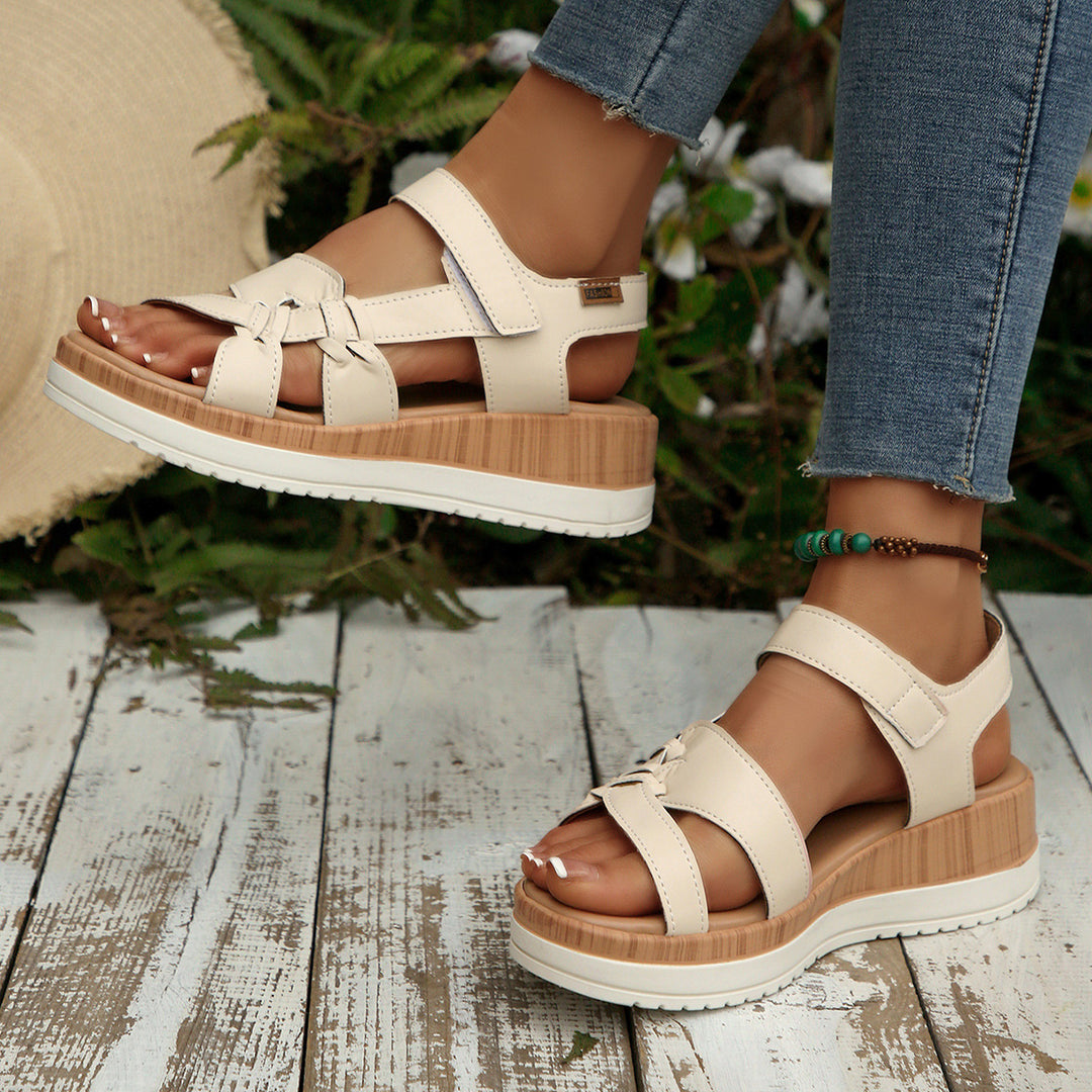 Damen Komfort-Sandalen mit modischen Riemendesign und dämpfendem Plateau EB