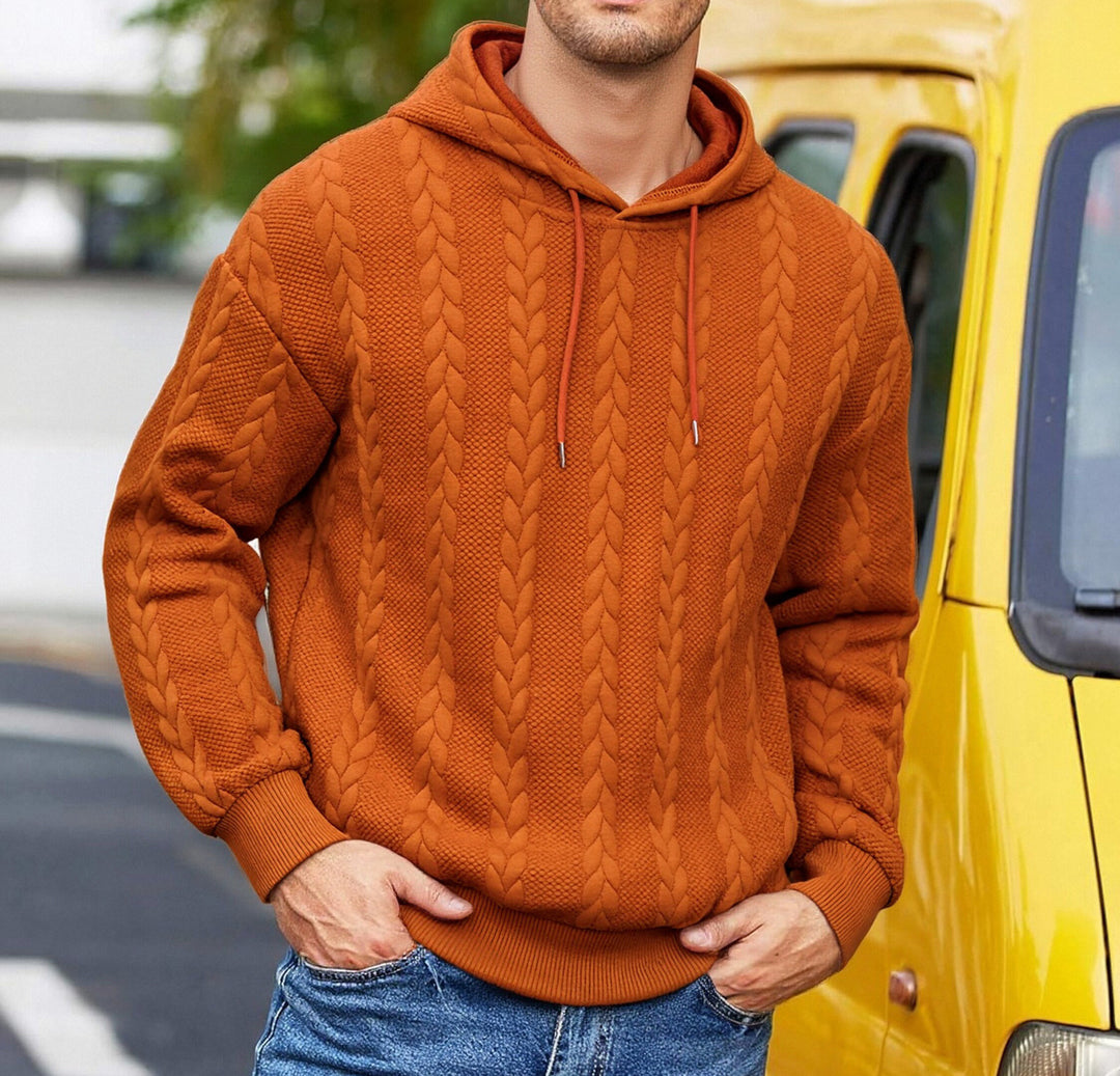Herren nan Kapuzenpullover mit erhabenem Flechtrelief und weichem Innenfutter EB