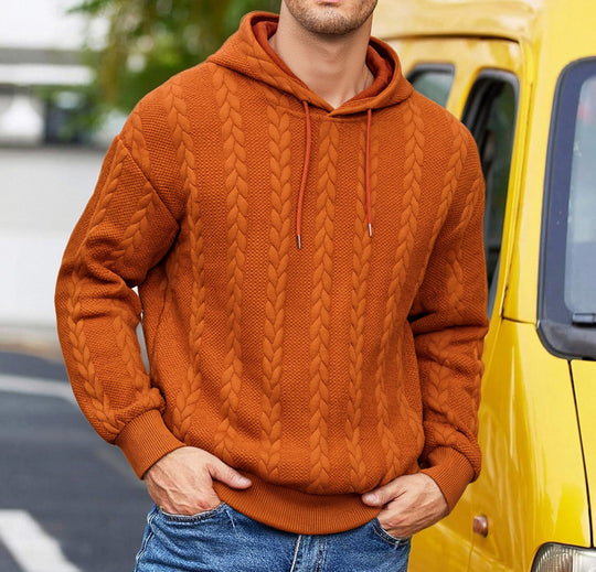 Herren nan Kapuzenpullover mit erhabenem Flechtrelief und weichem Innenfutter EB