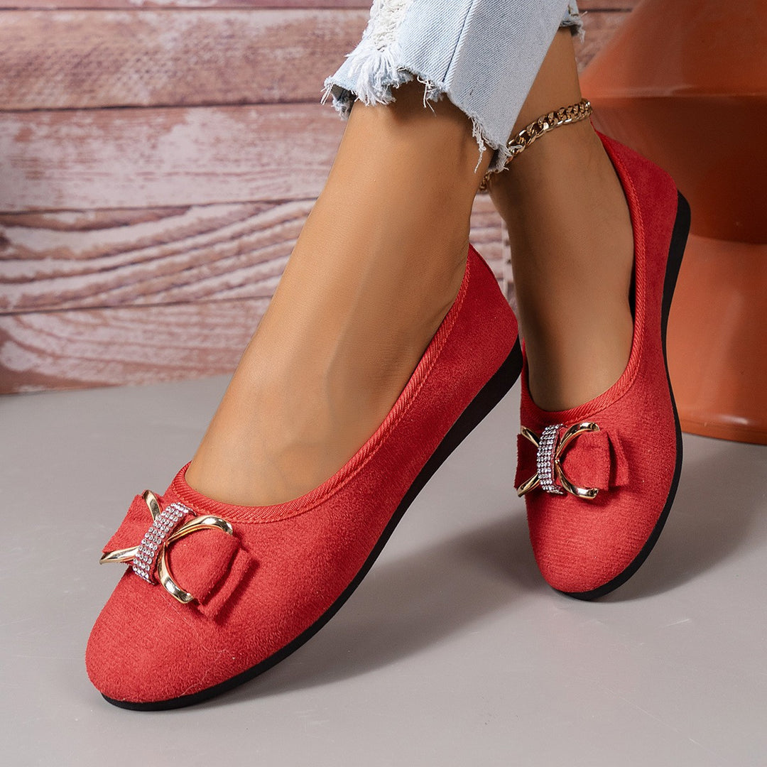 Damen elegante Ballerinas mit funkelndem Schleifen-Detail EB