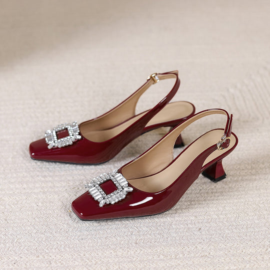 Damen Slingback-Pumps mit funkelndem Schmuckelement EB
