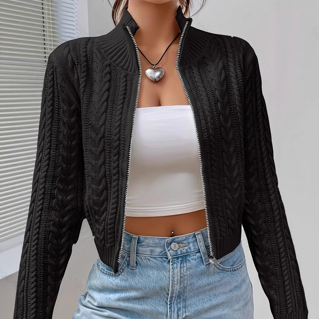 Damen Strickjacke mit Zippverschluss und raffinierter Struktur EB