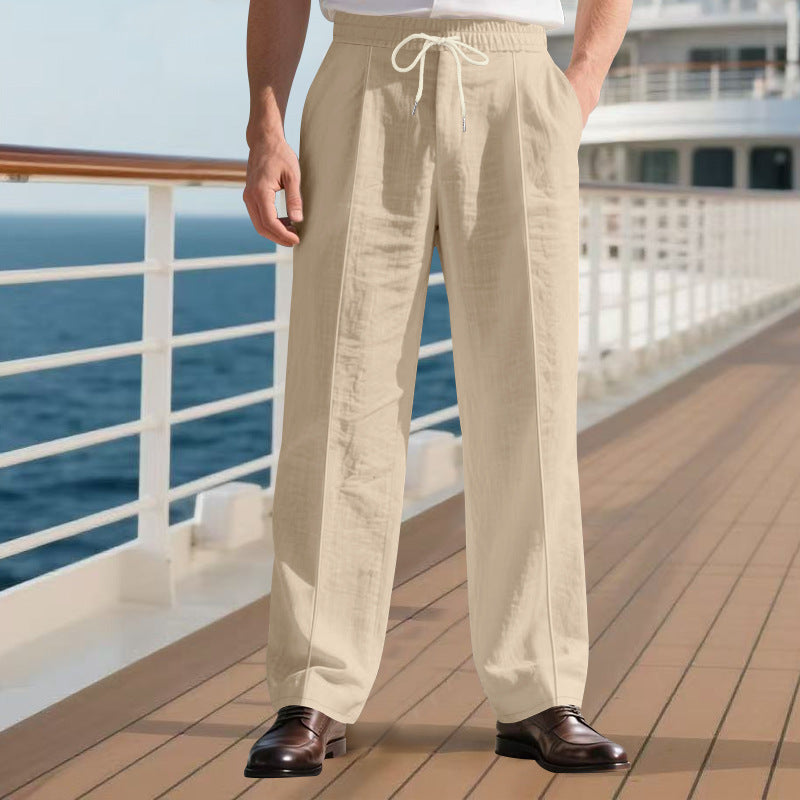 Herren Luftige Freizeit-Hose mit verstellbarem Kordelzug und pflegeleichter Oberfläche EB