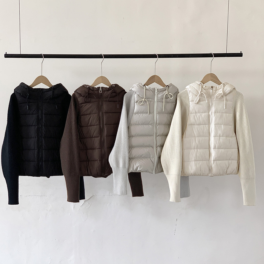 Damen Isolierte Hybridjacke mit voluminösen Ärmeln und Kapuze EB