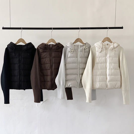 Damen Isolierte Hybridjacke mit voluminösen Ärmeln und Kapuze EB