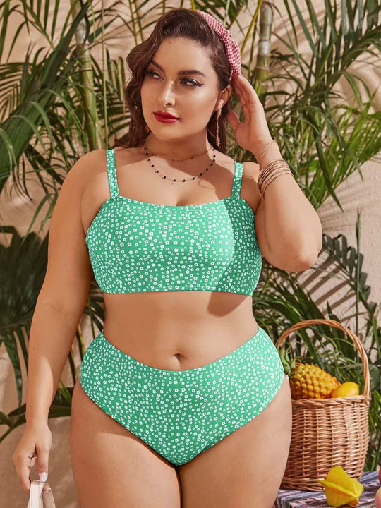 Damen Hochgeschnittener Bikini mit verspieltem Punktedesign EB