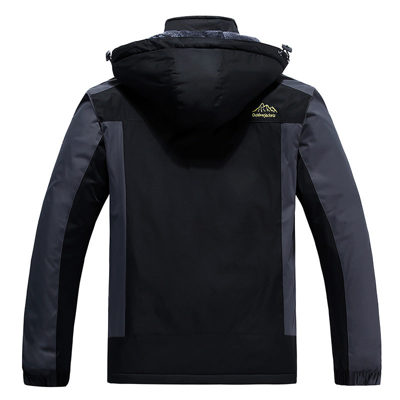 Herren isolierte Fleece-Layer Outdoorjacke mit abnehmbarer Kapuze und winddichter Außenhülle EB