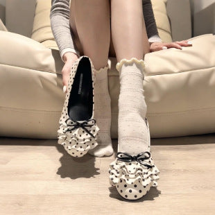 Damen Ballerinas mit verspieltem Rüschendesign und Punkten EB