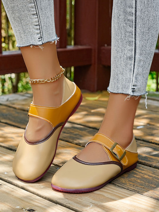 Damen modische Halbschuhe mit dekorativem Riemen und flexibler Sohle EB