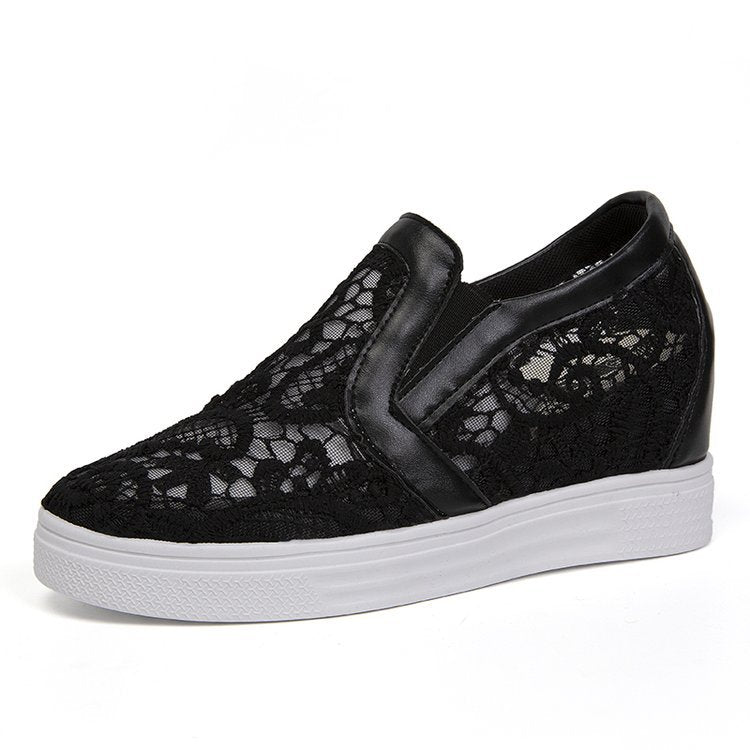 Damen Slip-On Keil-Sneaker mit Spitzen-Obermaterial EB