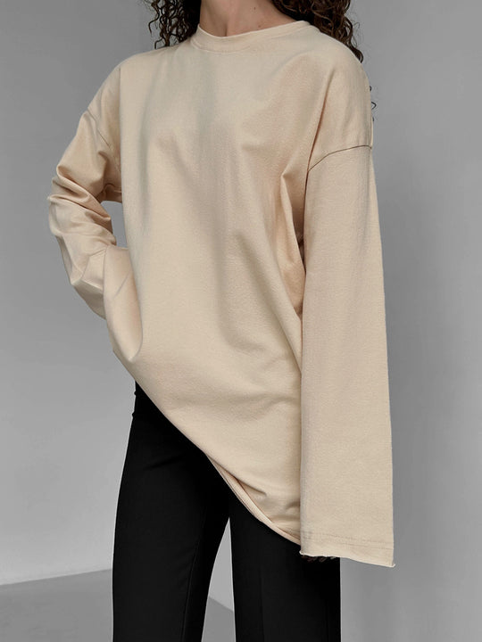Damen Oversize Langarmshirt mit hohem Kragen EB
