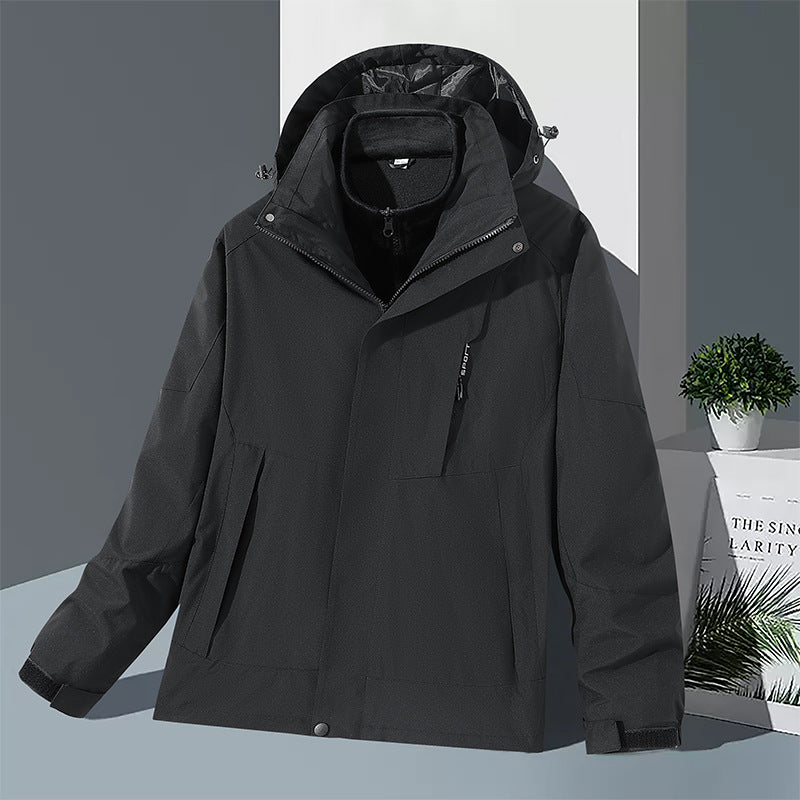 Herren winddichte Softshelljacke mit integriertem Microfleece-Innenlayer und verstellbarer Kapuze EB