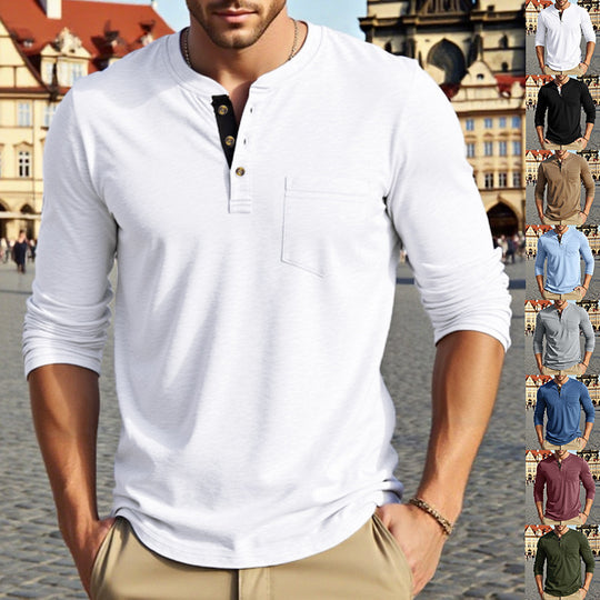 Herren Langarm-Hemd mit Knopfleiste und praktischer Brusttasche EB