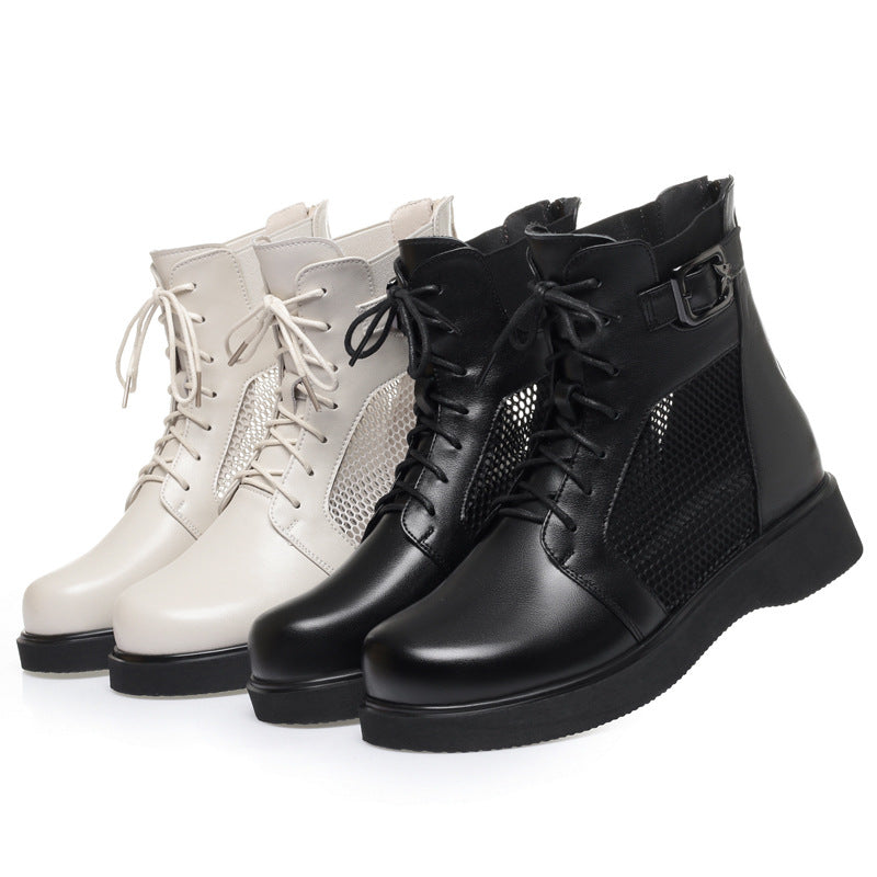 Damen Modische Schnürstiefeletten mit Netzdetail und komfortabler Sohle EB