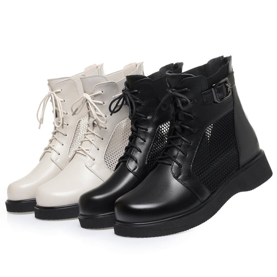 Damen Modische Schnürstiefeletten mit Netzdetail und komfortabler Sohle EB