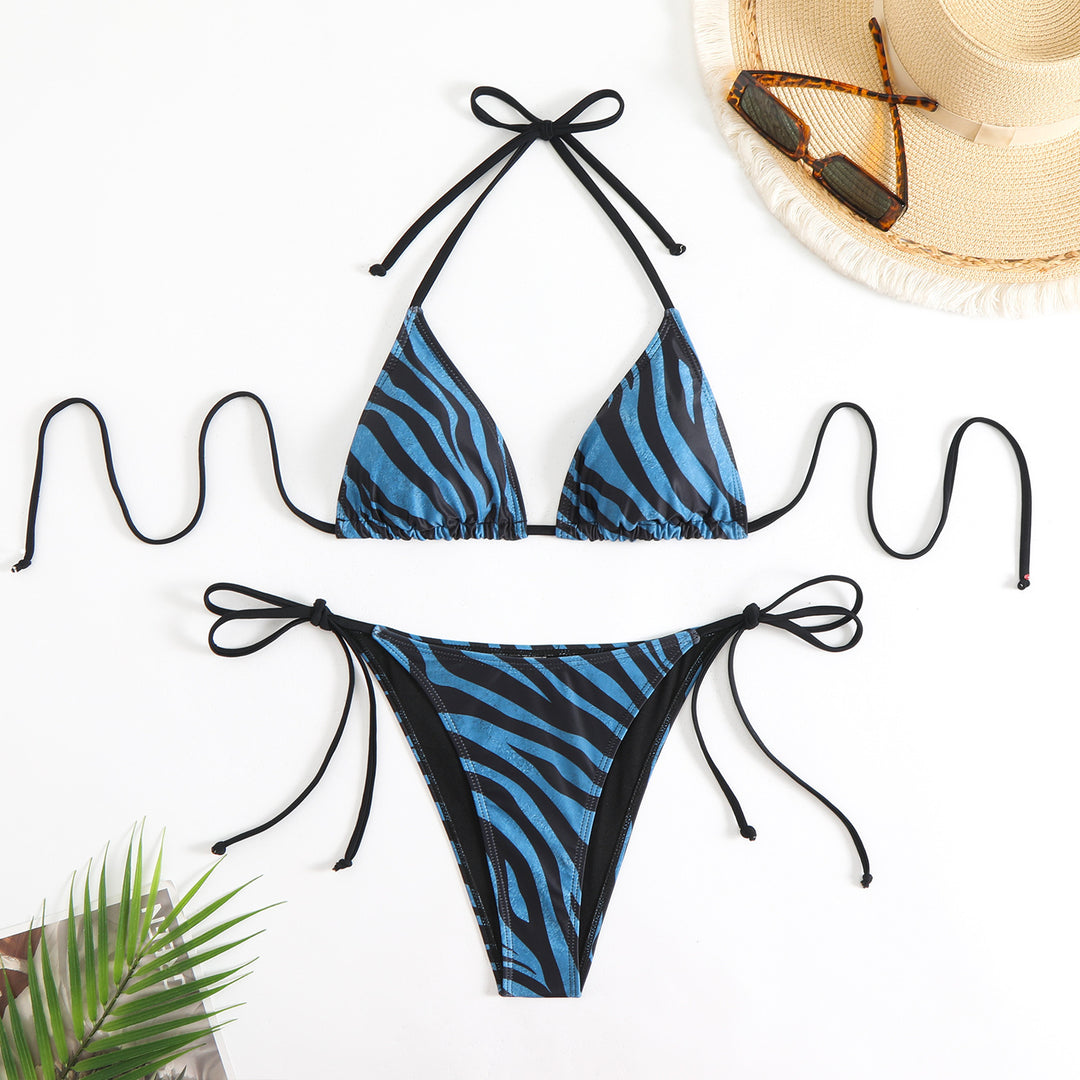 Damen Triangel-Bikini mit verstellbaren Schnürdetails EB