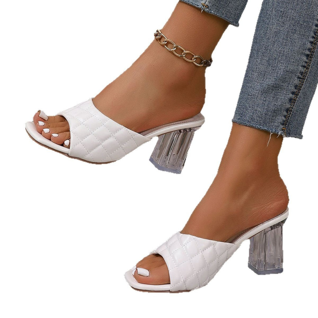 Damen Absatzsandalen mit durchsichtigen Blockabsätzen und luxuriösen Riemchen EB