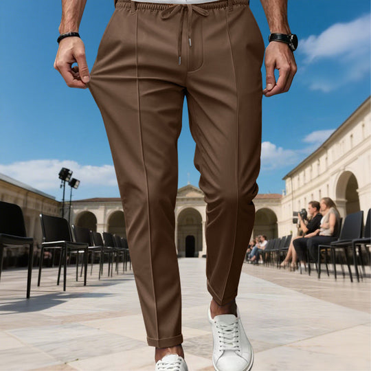 Herren moderne Chinohose mit bequemem elastischem Bund und praktischen Seitentaschen EB