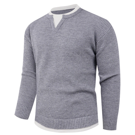 Herren Strickpullover mit V-Ausschnitt und feiner Struktur EB
