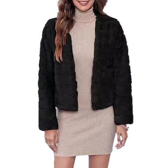 Damen Flauschige und modische Kurzjacke EB