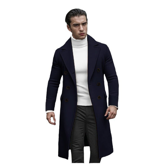 Herren Modischer Doppeltbreasted-Mantel mit hohem Kragen EB