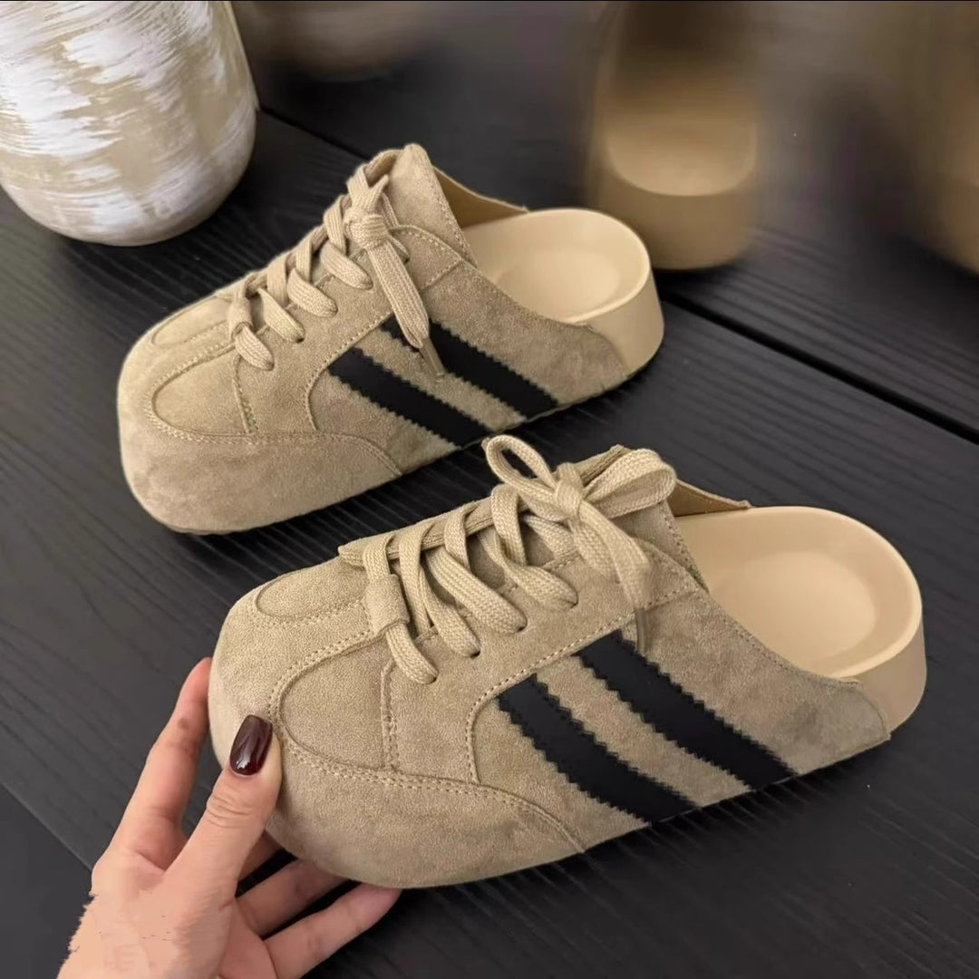 Damen Clogs im sportlichen Design mit hochwertigem Wildleder und klassischer Schnürung EB