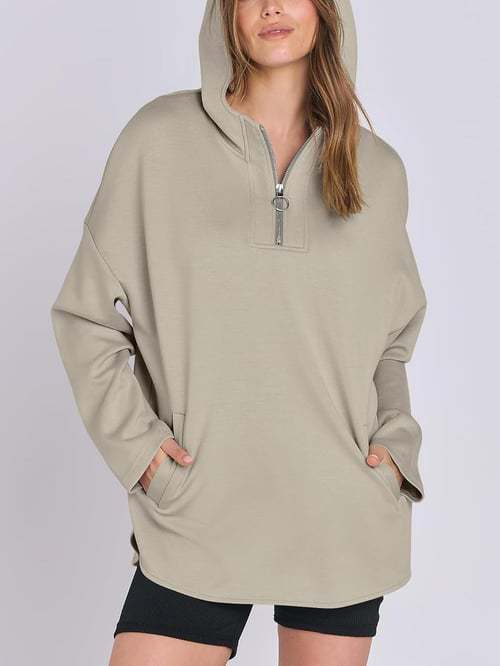 Damen Kapuzenshirt mit Reißverschluss und Taschen EB
