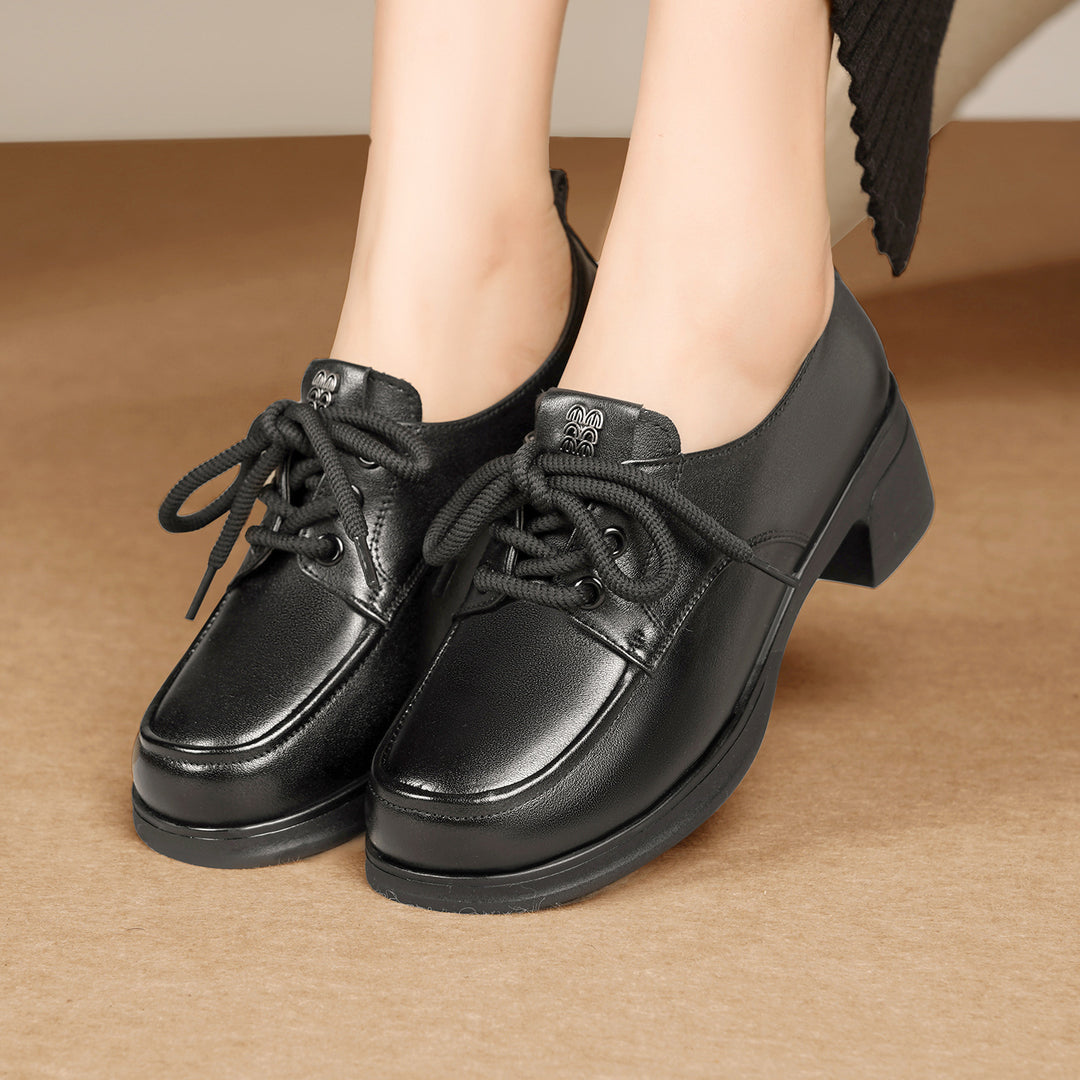 Damen Elegante Schnürschuhe mit komfortablem Blockabsatz EB