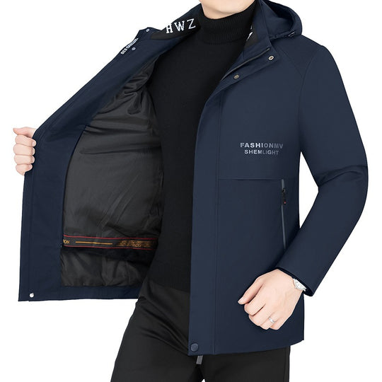 Herren Moderner Urbaner Parka mit fester Kapuze, nahtverdeckten Reißverschlüssen und leichtem Thermofutter EB