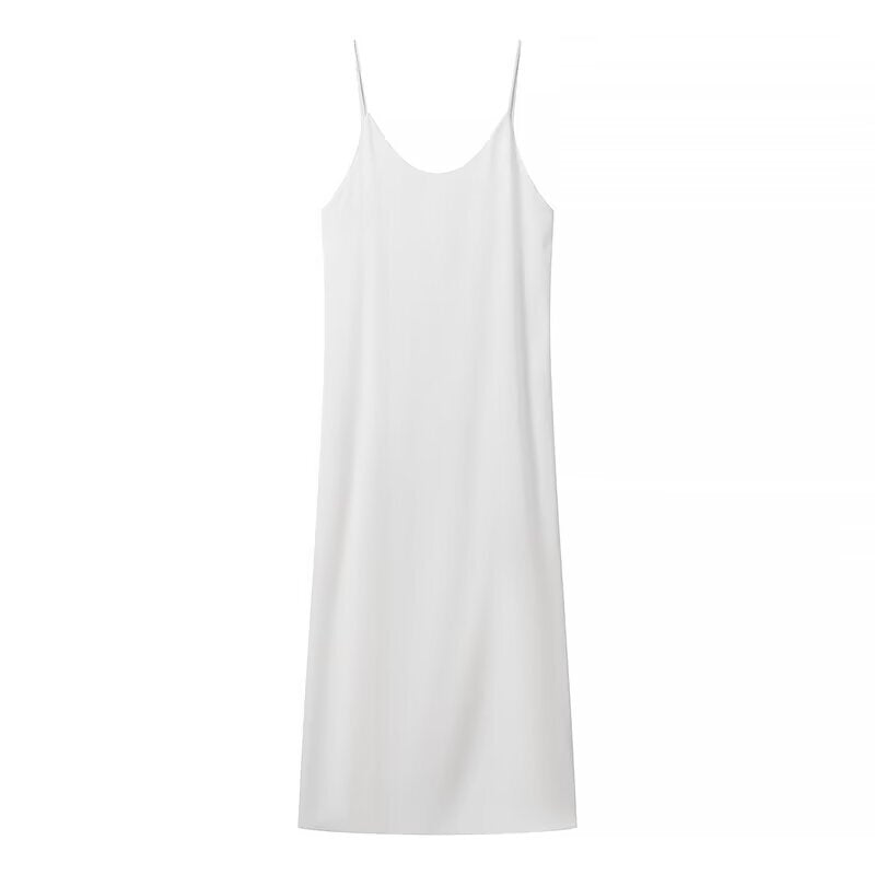 Damen Maxikleid mit seitlichem Schlitz und modernen Trägern EB
