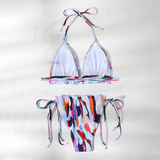 Damen Raffinierter Bikini mit Rüschen und seitlichen Bindebändern EB