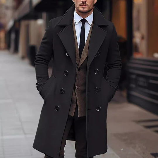 Herren doppelreihiger Wollmantel mit klassischem Schnitt und eleganten Details EB