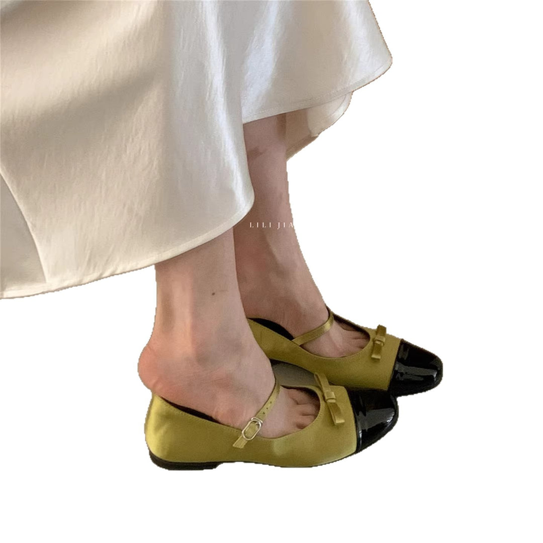 Damen Elegante Ballerinas mit dekorativer Schleifenverzierung und hochwertiger Lederoberfläche EB