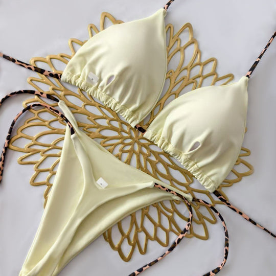 Damen Bikini-Set mit trendigem Animal-Print und modischem Schleifen-Detail EB