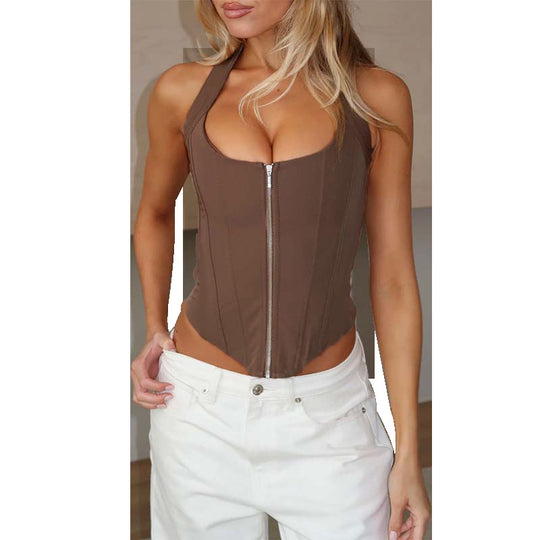 Damen Crop Top mit Reißverschluss EB