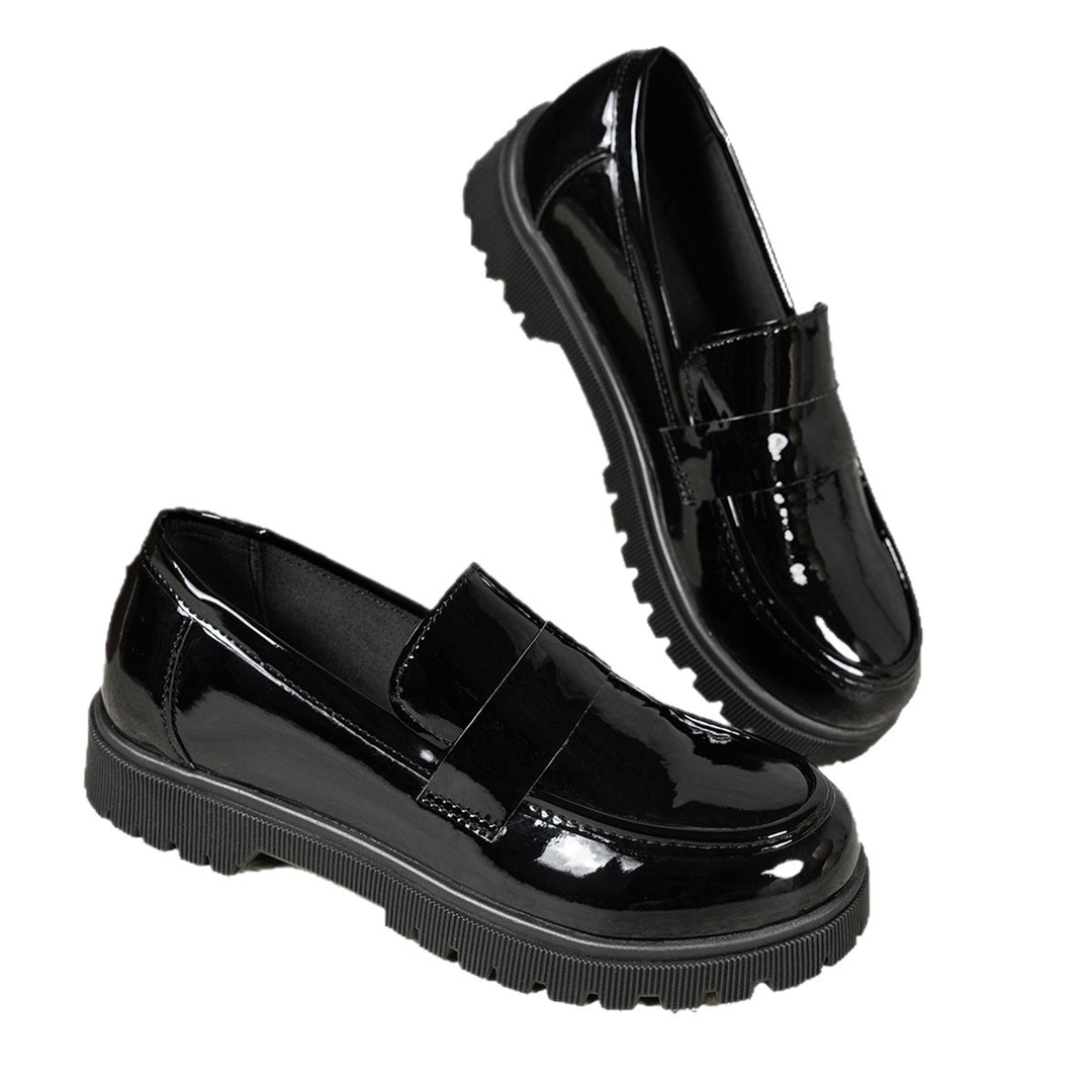 Damen Modische Loafers mit glänzender Oberflächenstruktur EB
