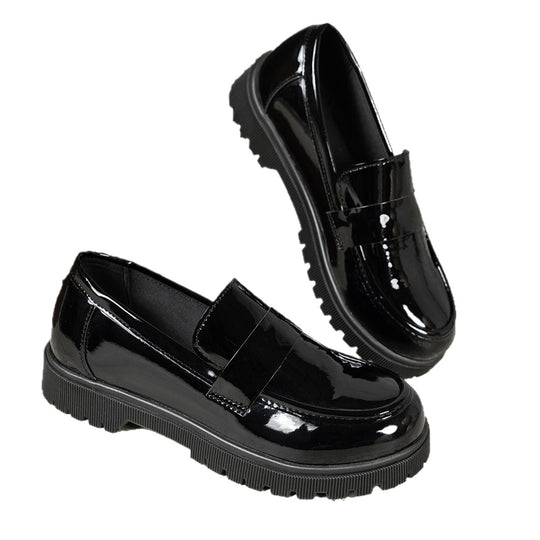 Damen Modische Loafers mit glänzender Oberflächenstruktur EB