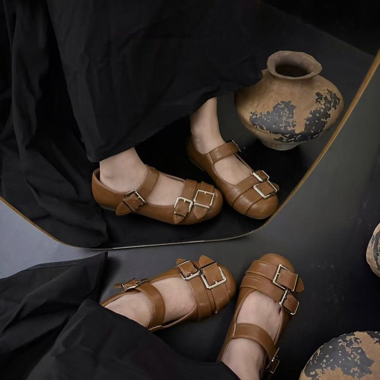 Damen Ballerinas mit modischen Schnallen und bequemer Innensohle EB