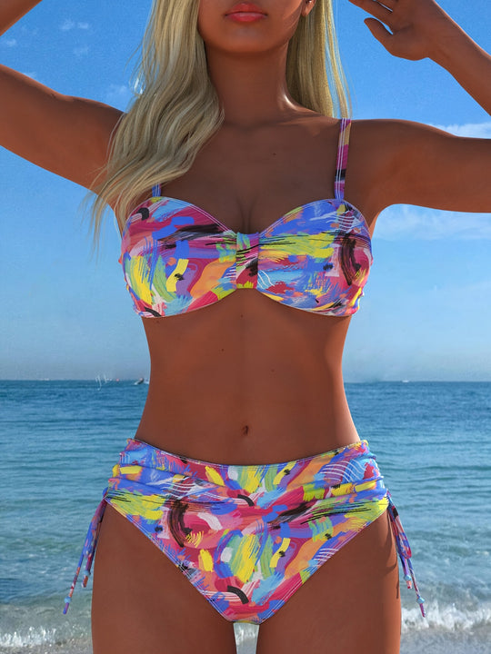 Damen Bikini-Set mit gepolstertem Oberteil und verstellbarer Seitenbändern EB