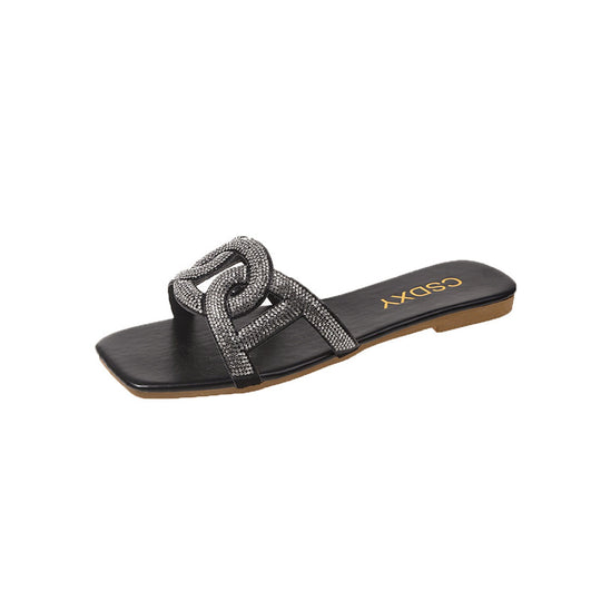 Damen Riemensandalen mit funkelnder Kettenapplikation EB