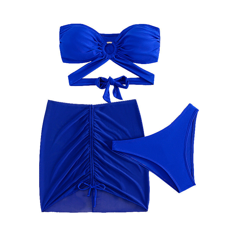 Damen Bandeau-Bikini mit verspieltem Wickeldesign EB