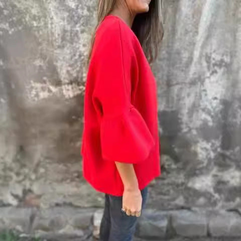 Damen Modische Strickjacke mit weitem Ärmel EB