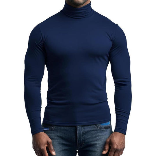 Herren nan eng anliegende Rollkragen-Langarmshirt aus Stretchjersey mit körpernaher Passform EB