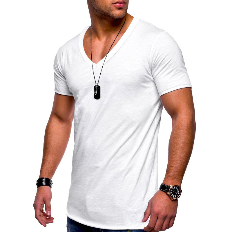 Herren nan V-Ausschnitt T‑Shirt aus feinem Jersey mit schmaler Silhouette und flachen Nähten EB